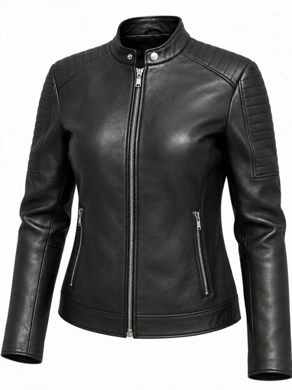 Wilsons Vintage Black Genuine Leather Moto Jacket Women’s L